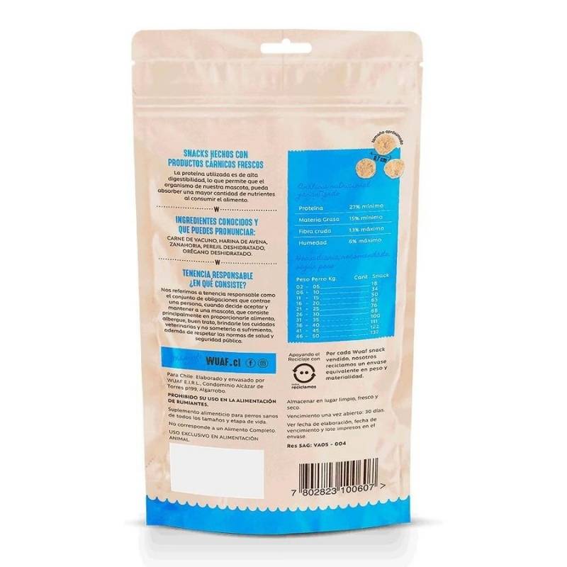 Snack de Adiestramiento para Perros Carne Wuaf 60 Gr - WUAF - Aldea Nativa