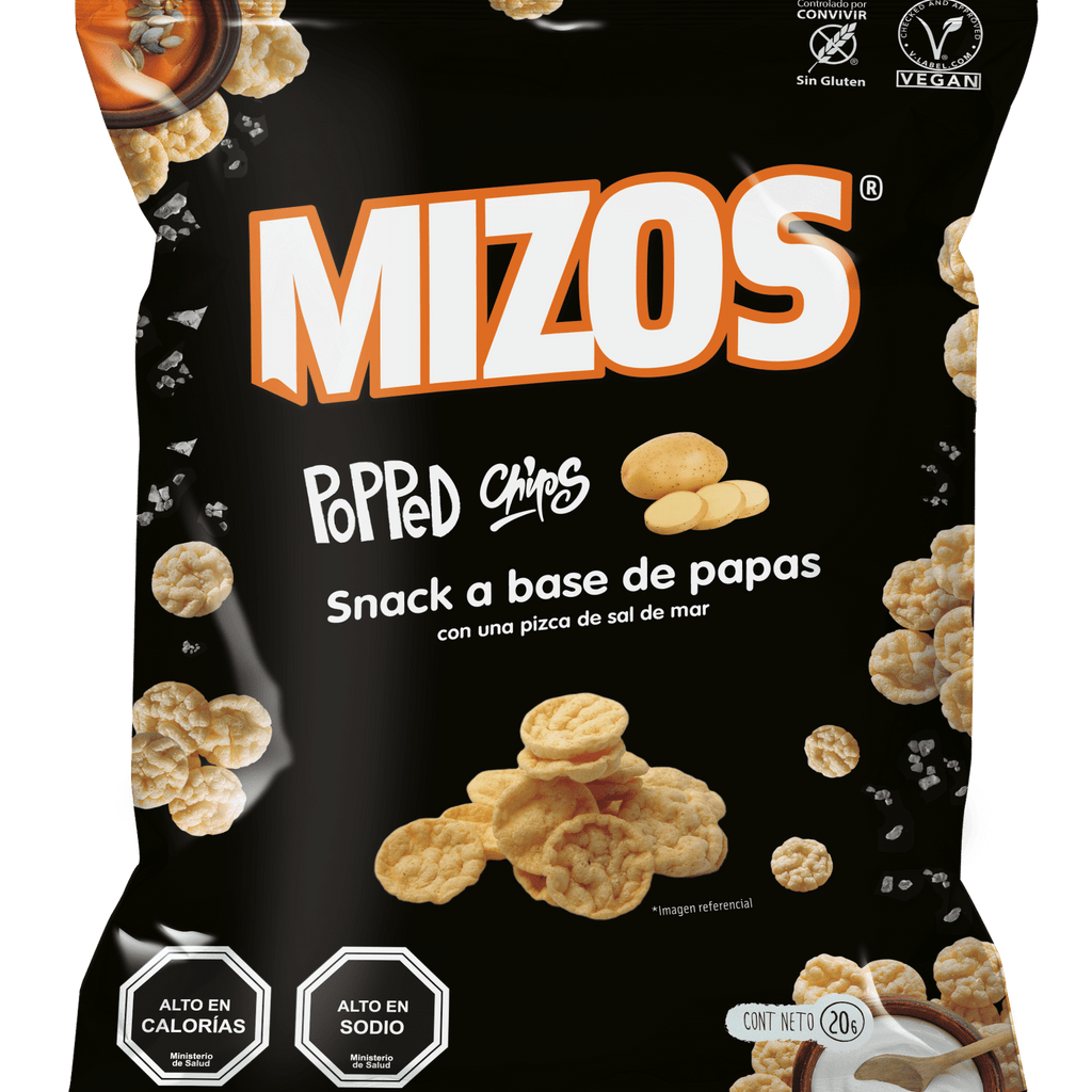 Snack de Papa Popped Chips Sal de Mar Mizos 20 Gr - MIZOS - Aldea Nativa