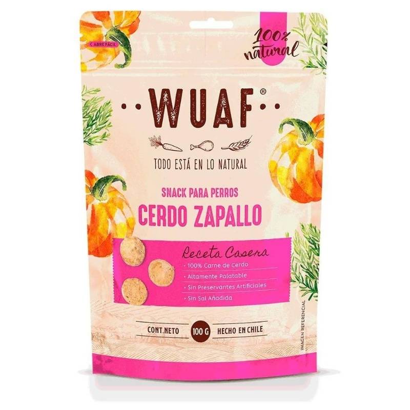 Snack para Perros Cerdo Zapallo Wuaf 100Gr - WUAF - Aldea Nativa