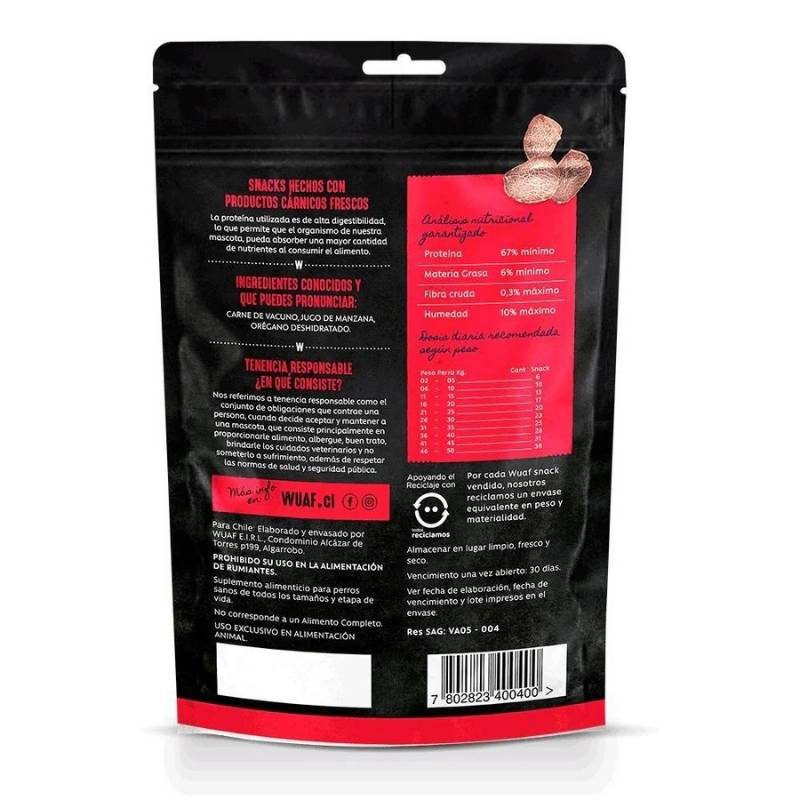 Snack para Perros Jerky Chips Carne Orégano Wuaf 40Gr - WUAF - Aldea Nativa