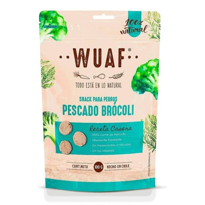 Snack para Perros Pescado Brócoli Wuaf 100Gr - WUAF - Aldea Nativa