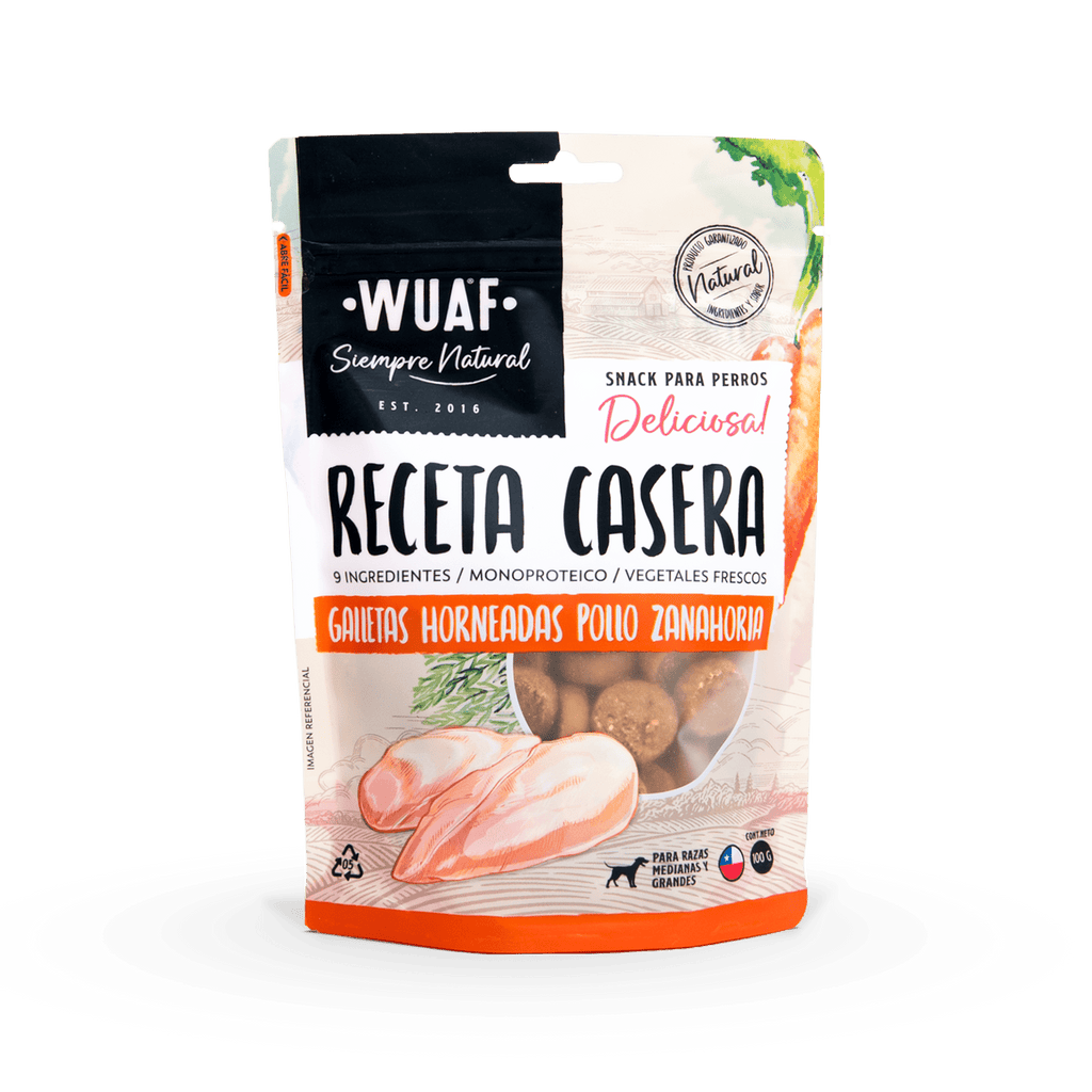 Snack para Perros Pollo Zanahoria Wuaf 100Gr - WUAF - Aldea Nativa