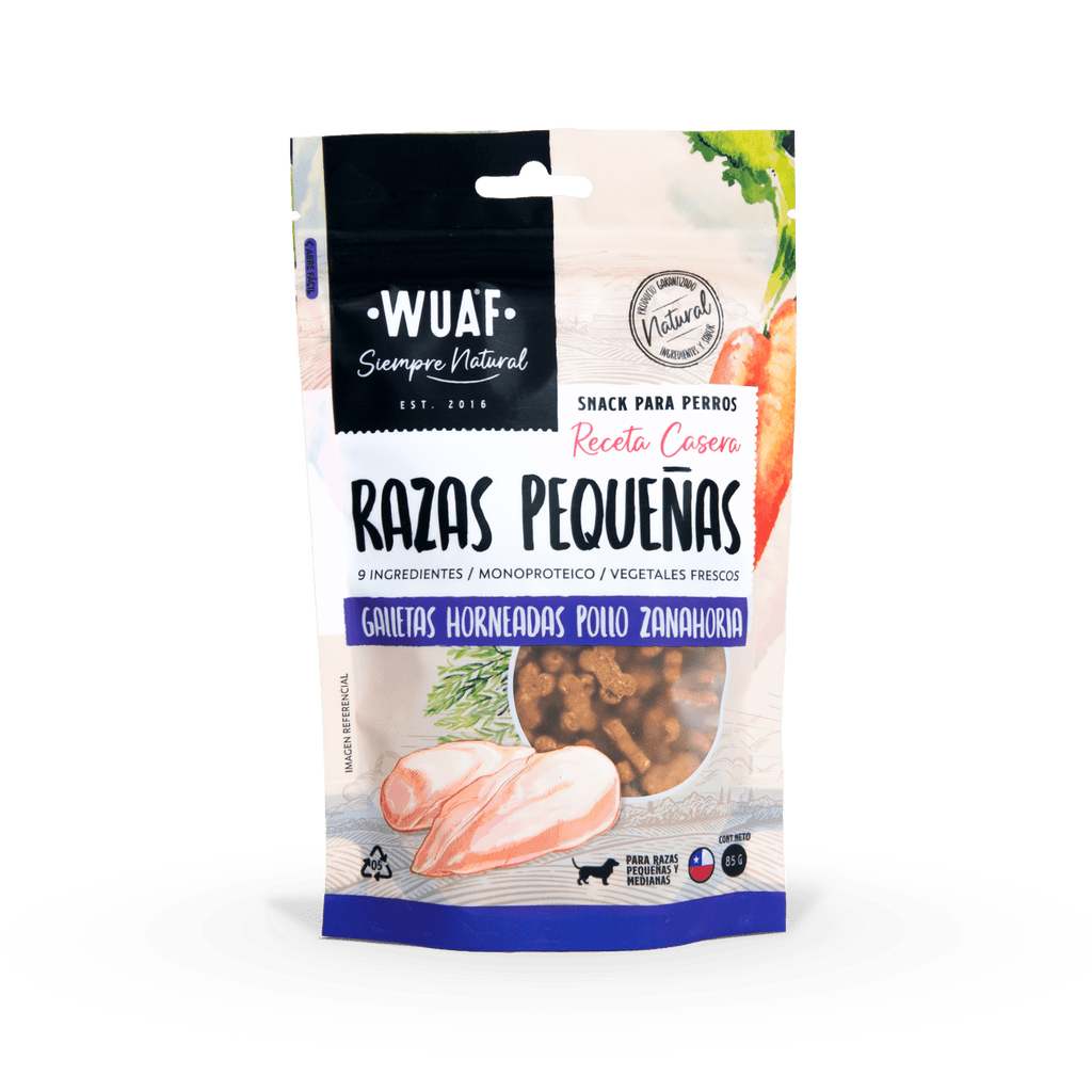 Snack razas pequeñas WUAF Pollo Zanahoria 85 Gr WUAF - WUAF - Aldea Nativa