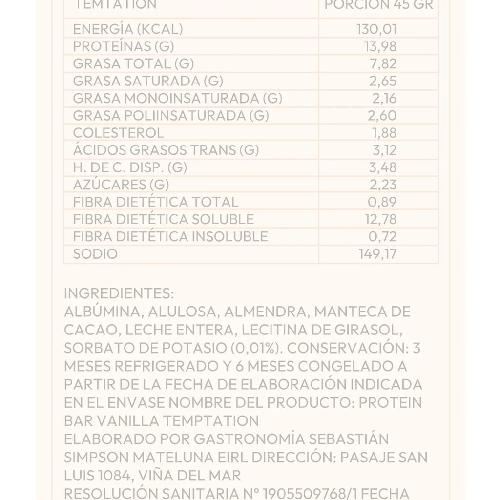 Barra Proteica Vainilla Temptation con Chocolate Blanco UN SWEET LIFE