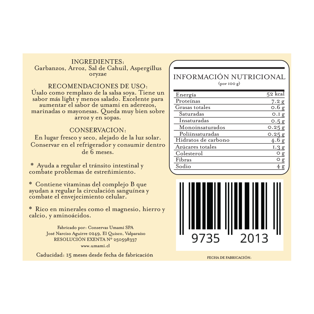 Tamari Garbanzos 200 cc Umami - UMAMI - Aldea Nativa