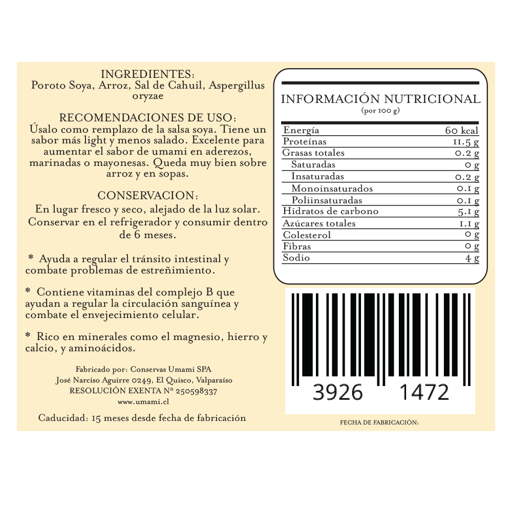 Tamari soya 200 cc Umami - UMAMI - Aldea Nativa