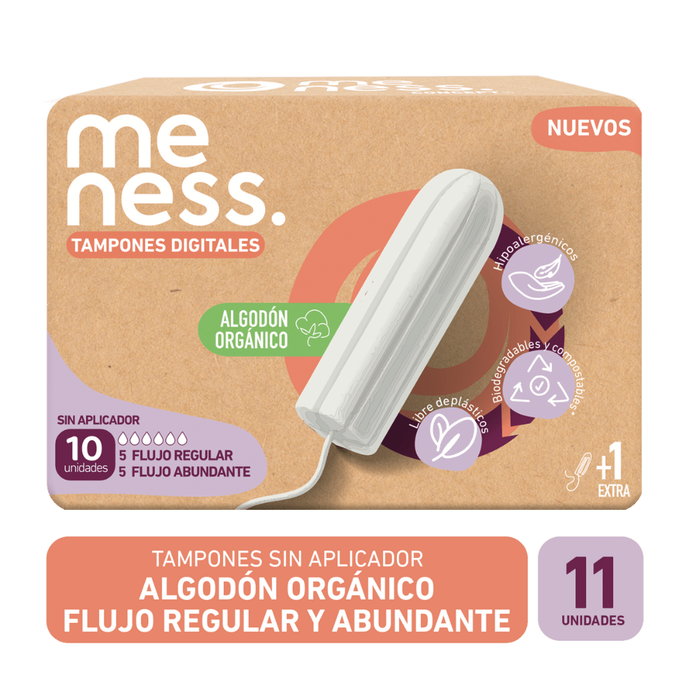 Tampones Digitales Algodón Orgánico 10u Meness Concept - MENESS CONCEPT - Aldea Nativa
