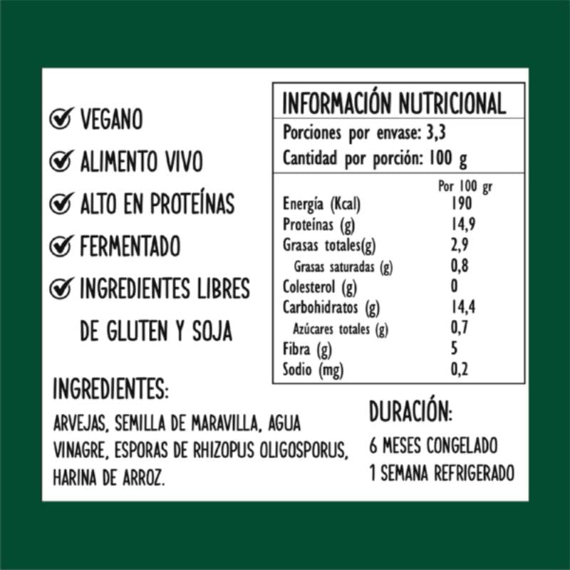 Tempeh De Arveja Y Maravilla Om Fermentados 333 Gr - OM FERMENTADOS - Aldea Nativa