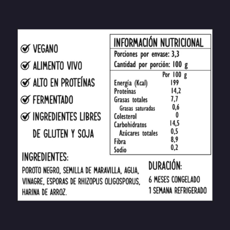 Tempeh De Poroto Negro Y Maravilla Om Fermentados 333 Gr - OM FERMENTADOS - Aldea Nativa