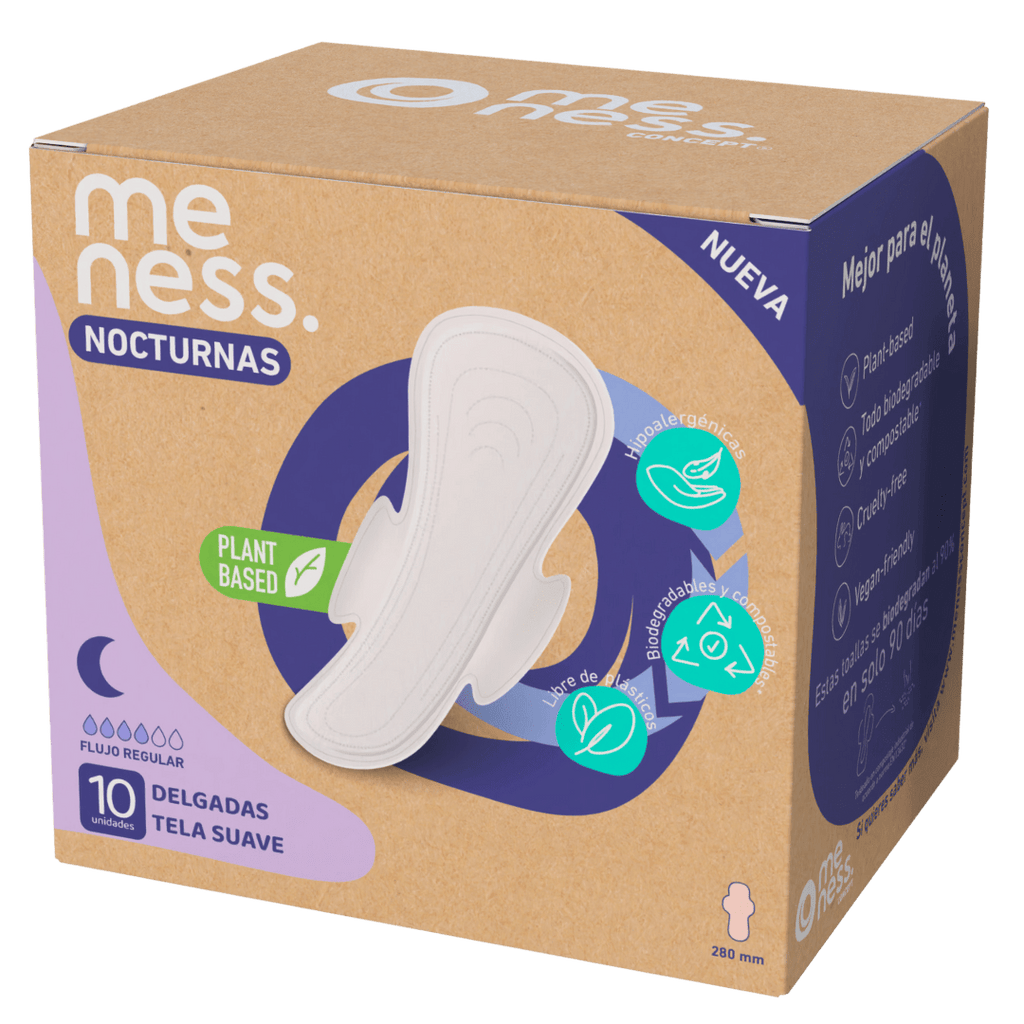 Toalla Higenica Nocturna Tela Suave Delgada Meness Concept 10 Un - MENESS CONCEPT - Aldea Nativa