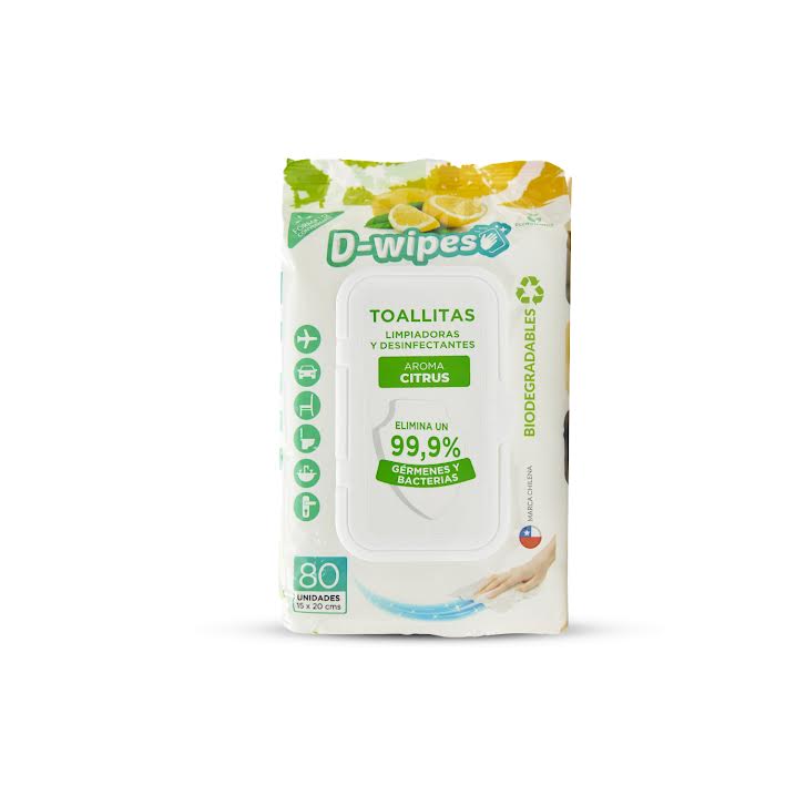 Toallas desinfectantes citrus biodegradables 80 Un D - WIPES - D - WIPES - Aldea Nativa