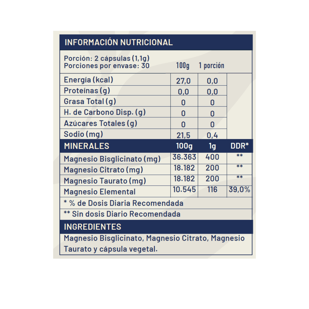 Triple magnesio (Bisglicinato, Citrato y Taurato) 60 cap Karun Life - KARUN LIFE - Aldea Nativa