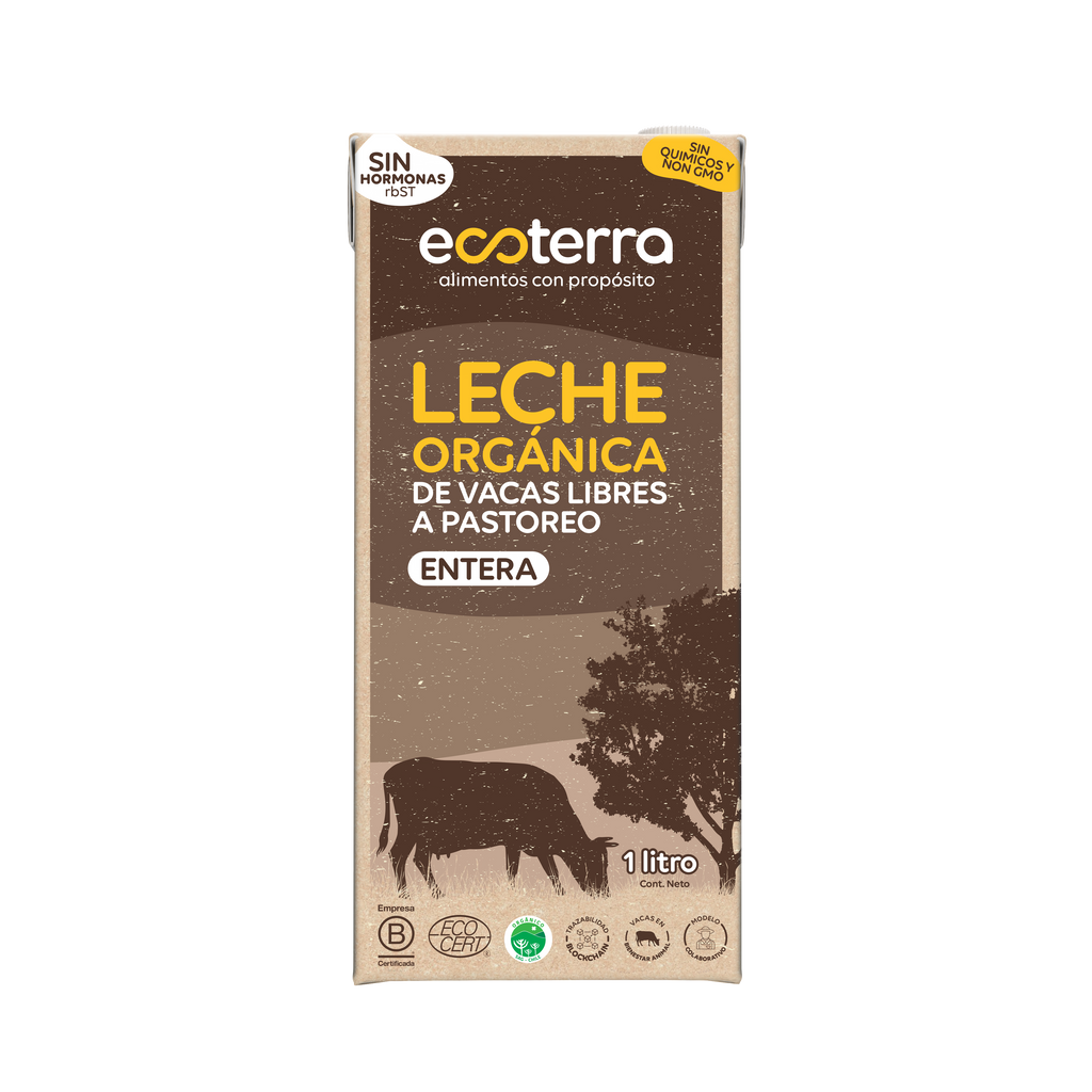 Leche entera org vacas libres 1 LT ECOTERRA