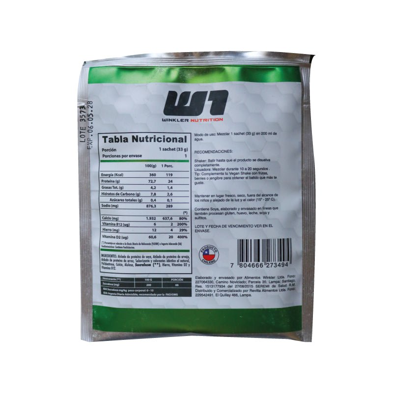 Vegan shake Sachet Vainilla 33 gr Winkler Nutrition - WINKLER NUTRITION - Aldea Nativa