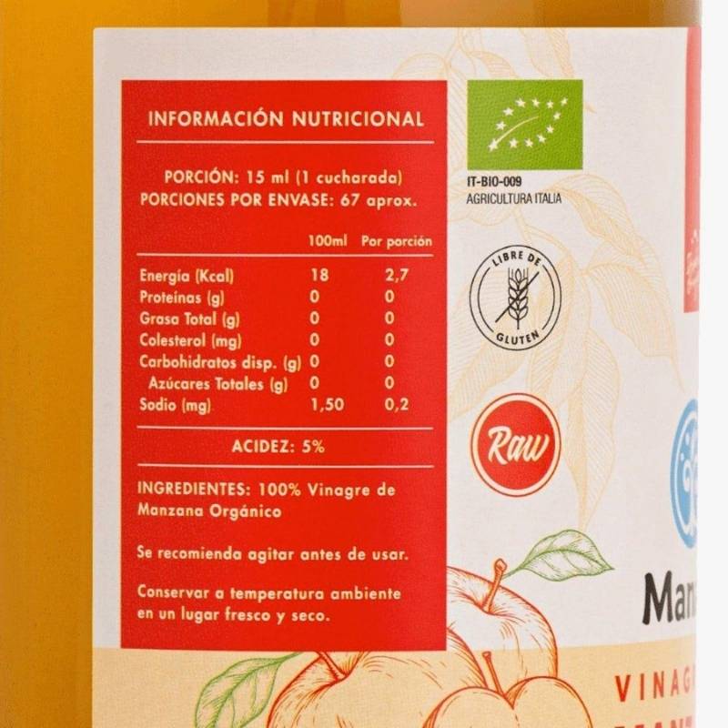 Vinagre Manzana Org Manare 1 Lt - MANARE - Aldea Nativa