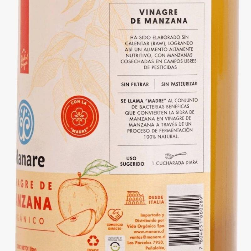 Vinagre Manzana Org Manare 1 Lt - MANARE - Aldea Nativa