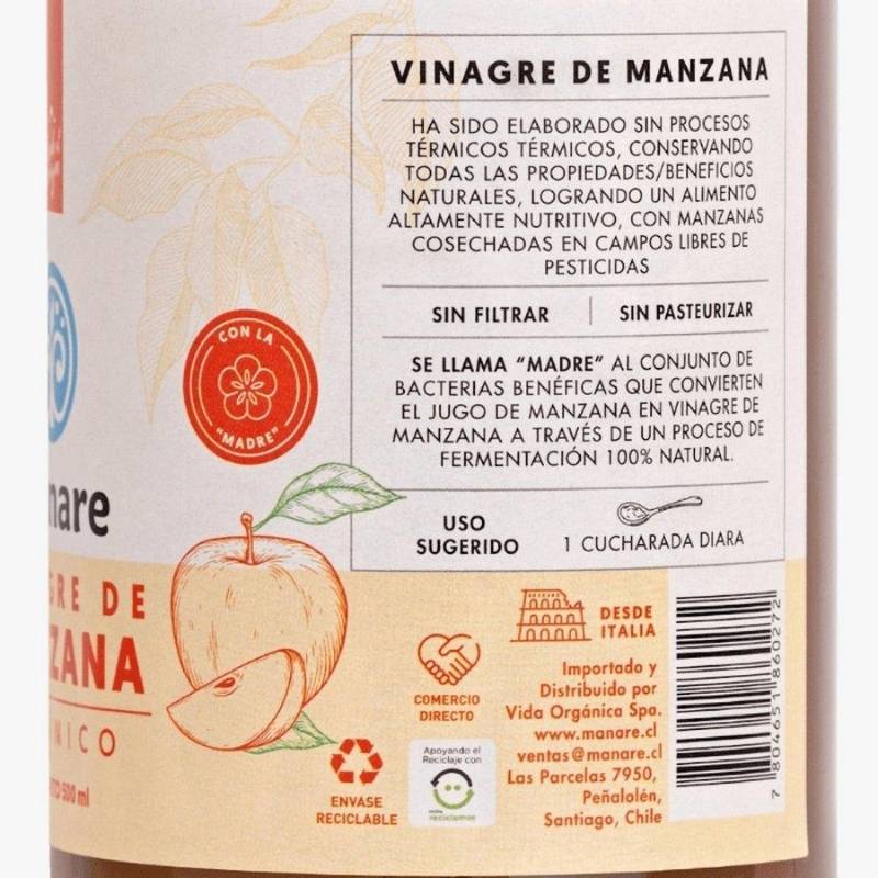 Vinagre Manzana Org Manare 500 Ml - MANARE - Aldea Nativa