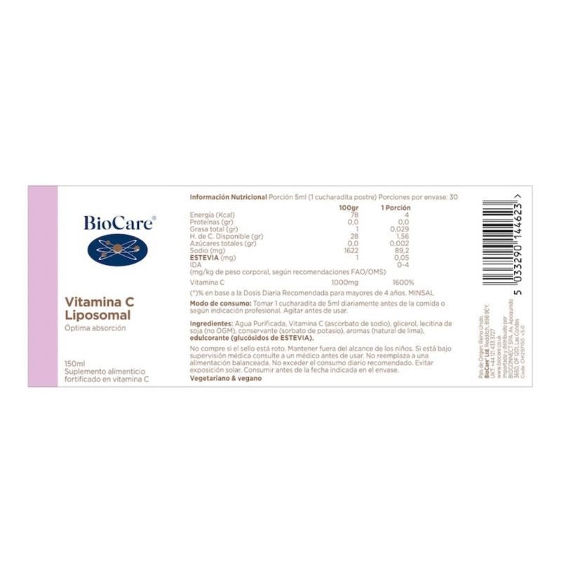 Vitamina C Liposomal Biocare 100 Gr - BIOCARE - Aldea Nativa
