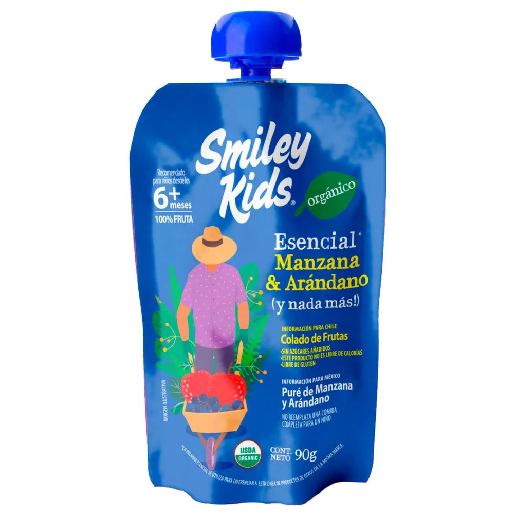 Compota esencial manzana y arandano 90 GR SMILEY KIDS
