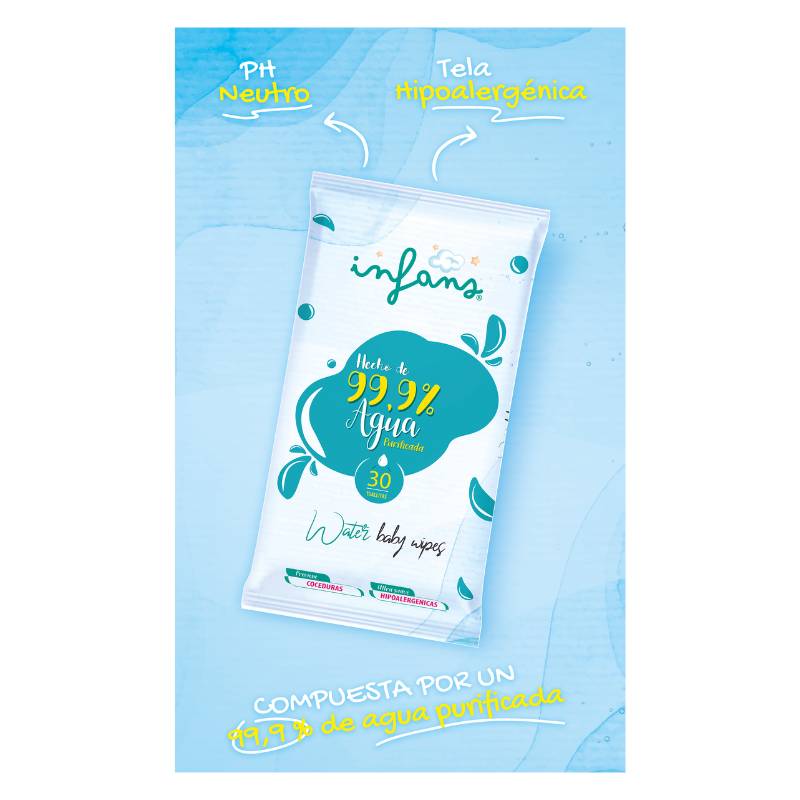 Water Baby Wipes Infans 30 Un - INFANS - Aldea Nativa