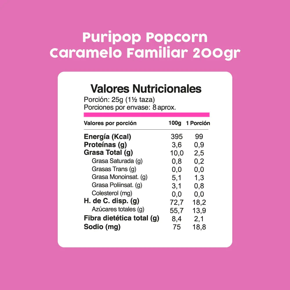 Puripop popcorn caramelo 200 GR PURI