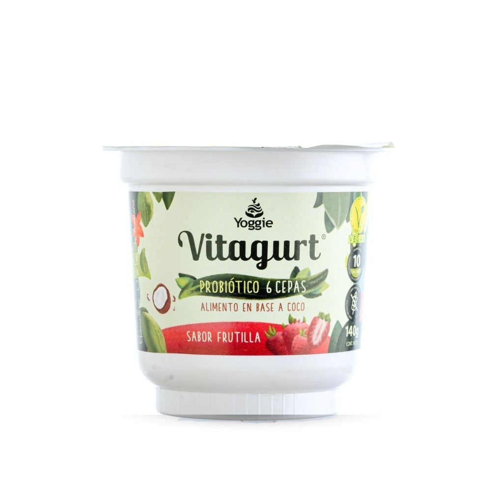 Yogurt Probiotico Sabor Frutilla Base de Coco 140 Gr Yoggie - YOGGIE - Aldea Nativa
