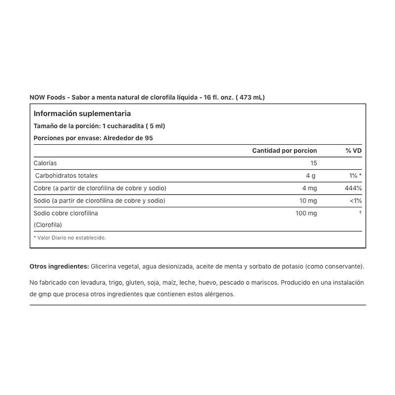 Clorofila Liquida 473 Ml - NOW - Aldea Nativa
