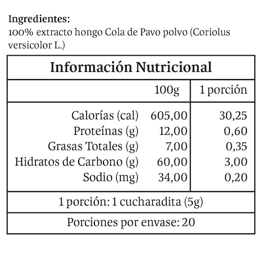 Cola De Pavo En Polvo 100 Gr - AVANTI - Aldea Nativa